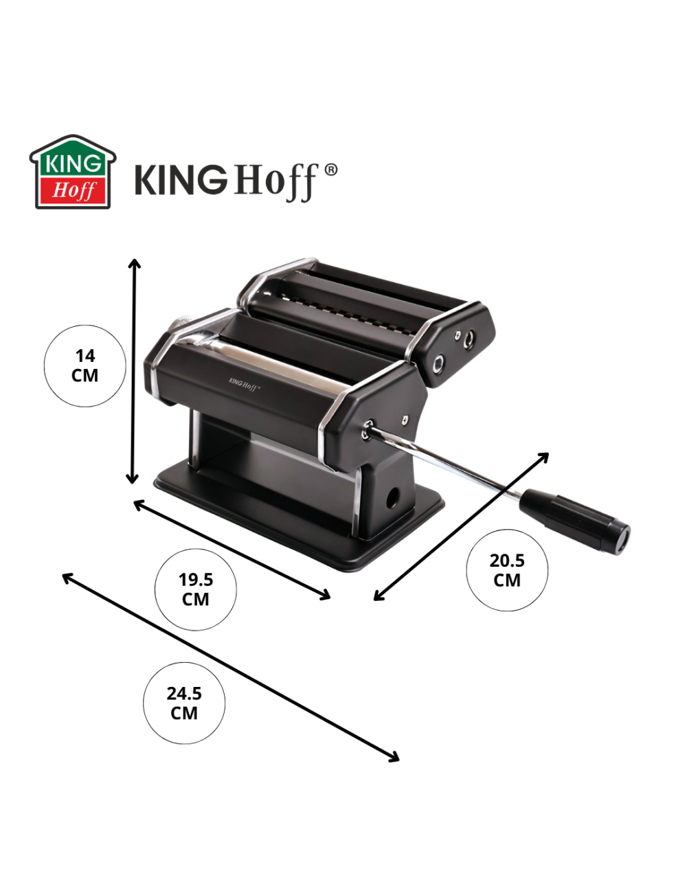 KINGHOFF MASZYNKA DO MAKARONU STAL 15cm CZARNA