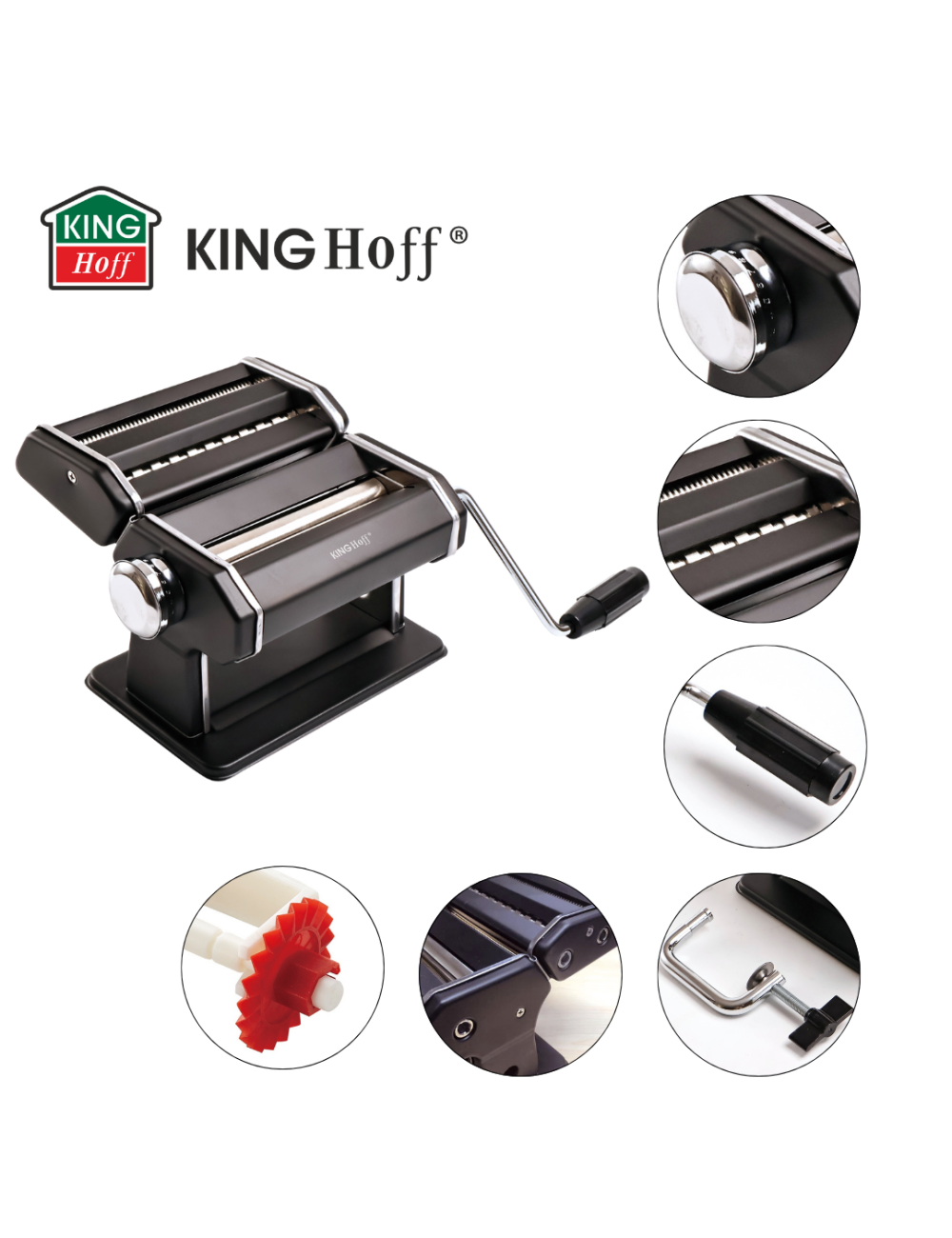KINGHOFF MASZYNKA DO MAKARONU STAL 15cm CZARNA