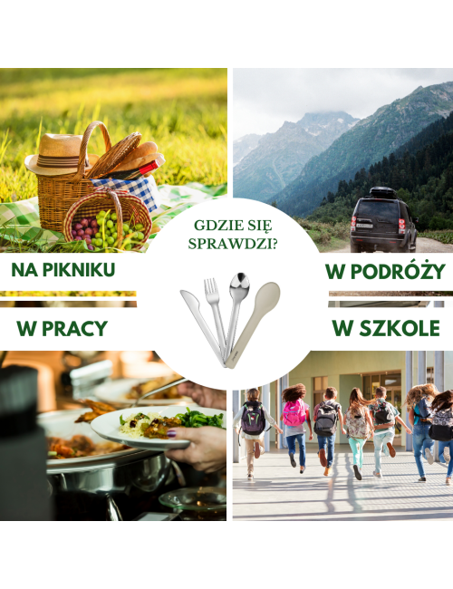 KINGHOFF SZTUĆCE TURYSTYCZNE ZESTAW 3w1 ZE STALI NIERDZEWNEJ W SILIKONOWYM ETUI