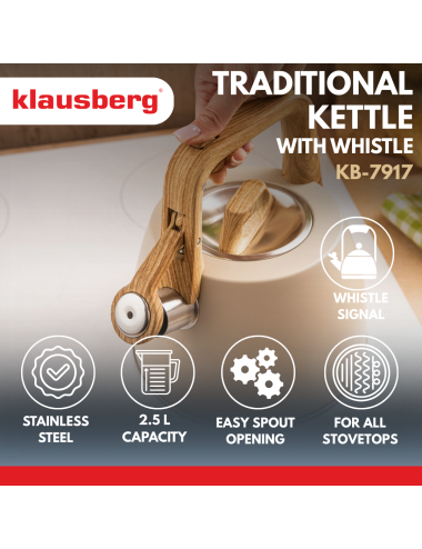 KLAUSBERG CZAJNIK TRADYCYJNY 2.5L BEŻOWY