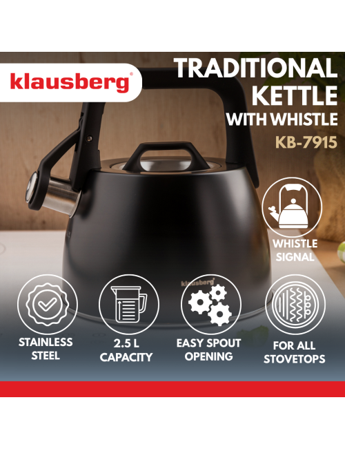 KLAUSBERG CZAJNIK TRADYCYJNY 2.5L CZARNY