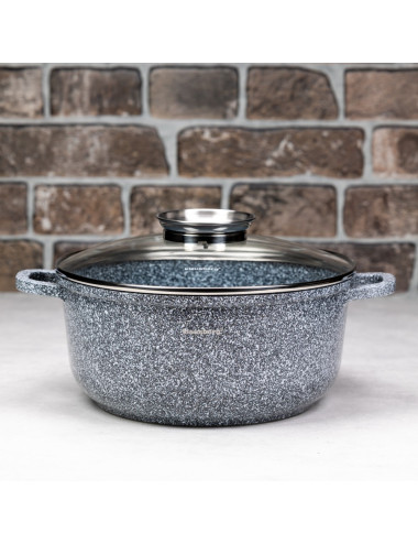KLAUSBERG GARNEK Z POKRYWKĄ MARMUREK 22cm 3,3L STAL SZARY