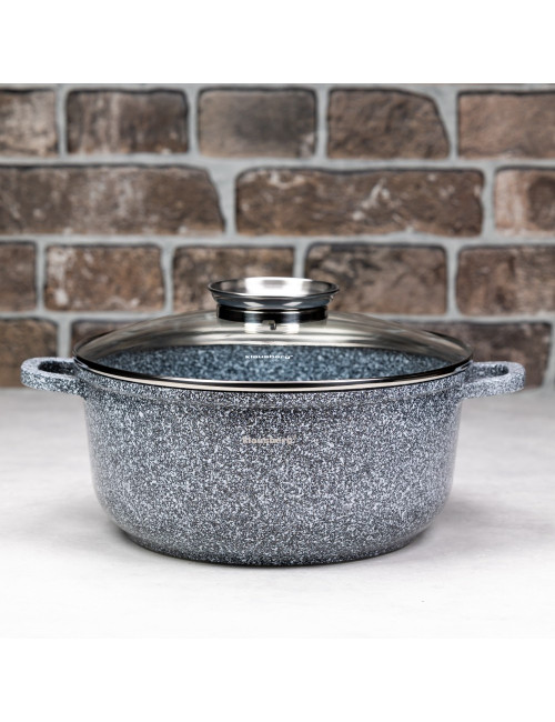 KLAUSBERG GARNEK Z POKRYWKĄ MARMUREK 22cm 3,3L STAL SZARY