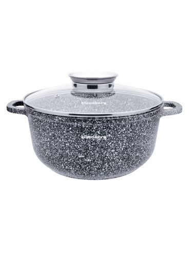 KLAUSBERG GARNEK Z POKRYWKĄ MARMUREK 24cm 4,5L STAL SZARY