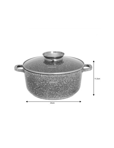KLAUSBERG GARNEK Z POKRYWKĄ MARMUREK 24cm 4,5L STAL SZARY