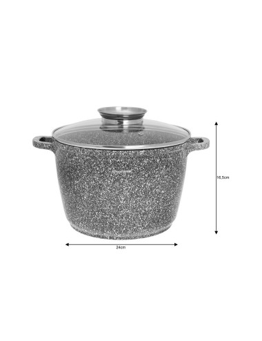 KLAUSBERG GARNEK Z POKRYWKĄ MARMUREK 24cm 6,2L STAL SZARY