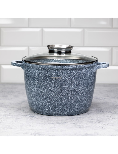 KLAUSBERG GARNEK Z POKRYWKĄ MARMUREK 24cm 6,2L STAL SZARY