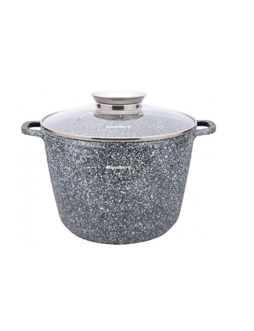 KLAUSBERG GARNEK Z POKRYWKĄ MARMUREK 24cm 6,2L STAL SZARY
