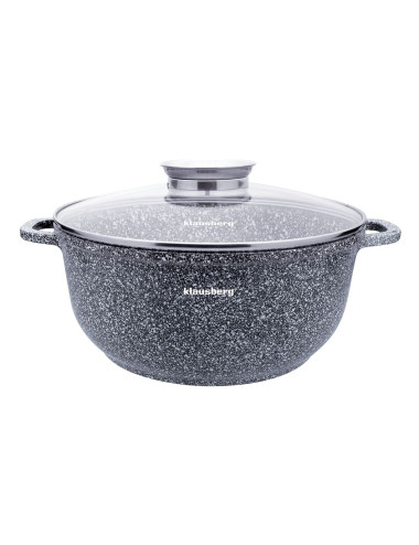 KLAUSBERG GARNEK Z POKRYWKĄ MARMUREK 26cm 5,6L STAL SZARY