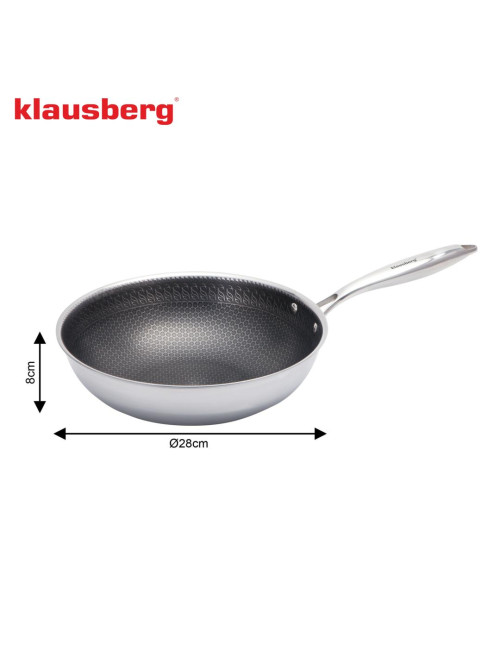 KLAUSBERG PATELNIA 28cm POWŁOKA NON-STICK HONEYCOMB 3-WARSTWY STAL 304 PFOA-FREE