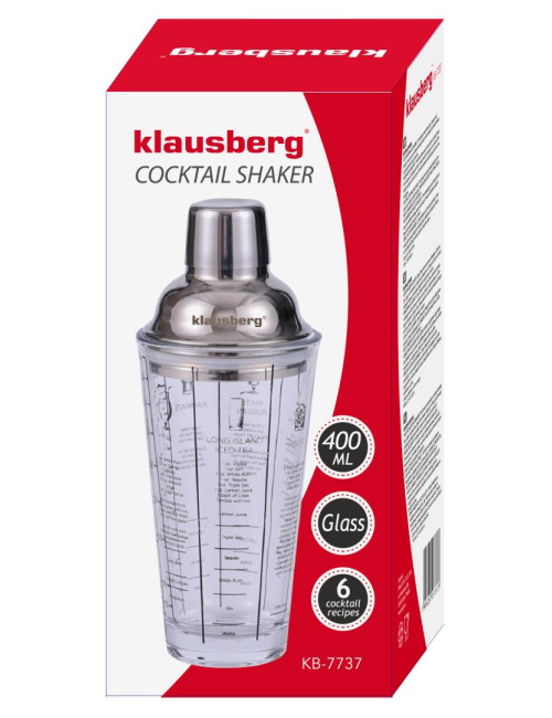 KLAUSBERG SHAKER SZKLANY Z WYDRUKOWANYMI PRZEPISAMI PO ANGIELSKU