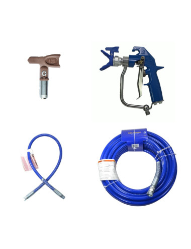 GRACO STANOWISKO MALARSKIE PISTOLET HD BLUE + WĄŻ BLUEMAX 3/8" x 15m + KOŃCÓWKA BICZOWA 1/4" x 0,9m + DYSZA RAC 531