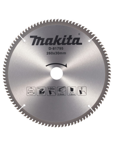 MAKITA PIŁA TARCZOWA 260x30mm 100z DO ALUMINIUM