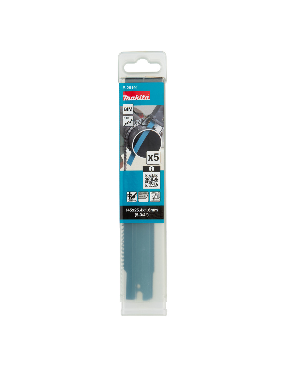 MAKITA BRZESZCZOT DO PIŁ SZABLASTYCH BIM 145x1,6mm 8 Z/C METAL, ŻELIWO, STAL NIERDZEWNA /5szt.