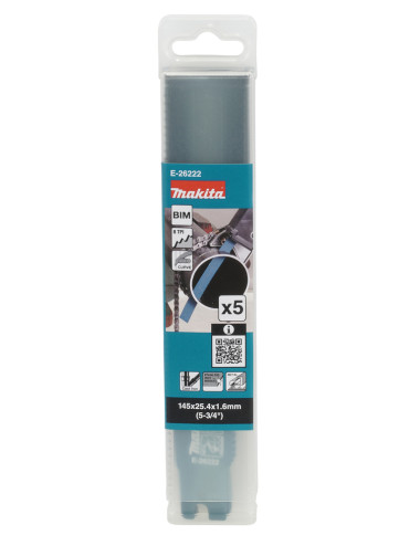 MAKITA BRZESZCZOT DO PIŁ SZABLASTYCH BIM 145x1,6mm 8 Z/C METAL, ŻELIWO, STAL NIERDZEWNA /5szt.