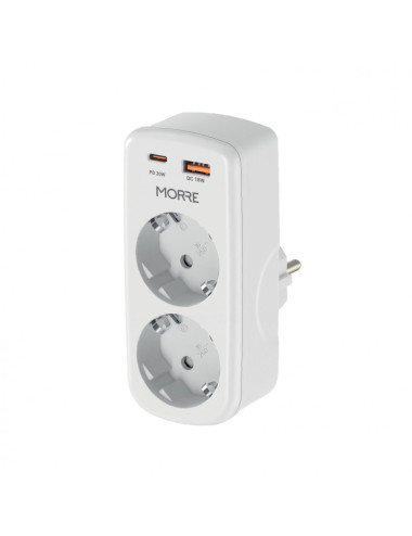 MORRE ADAPPTER ZASILANA 4W1 2 GNIAZDA, USB-C 20W PD, USB-A 18W QC