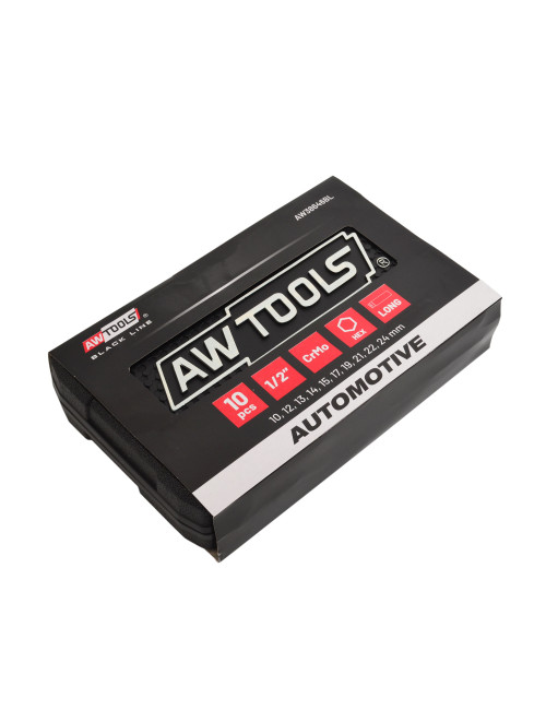 AWTOOLS ZESTAW NASADEK UDAROWYCH 1/2" 10cz. 10-24mm DŁUGIE BLACK LINE