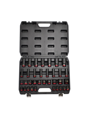 AWTOOLS ZESTAW NASADEK UDAROWYCH 1/2" 35cz./8-32mm/ KRÓTKIE I DŁUGIE BLACK LINE