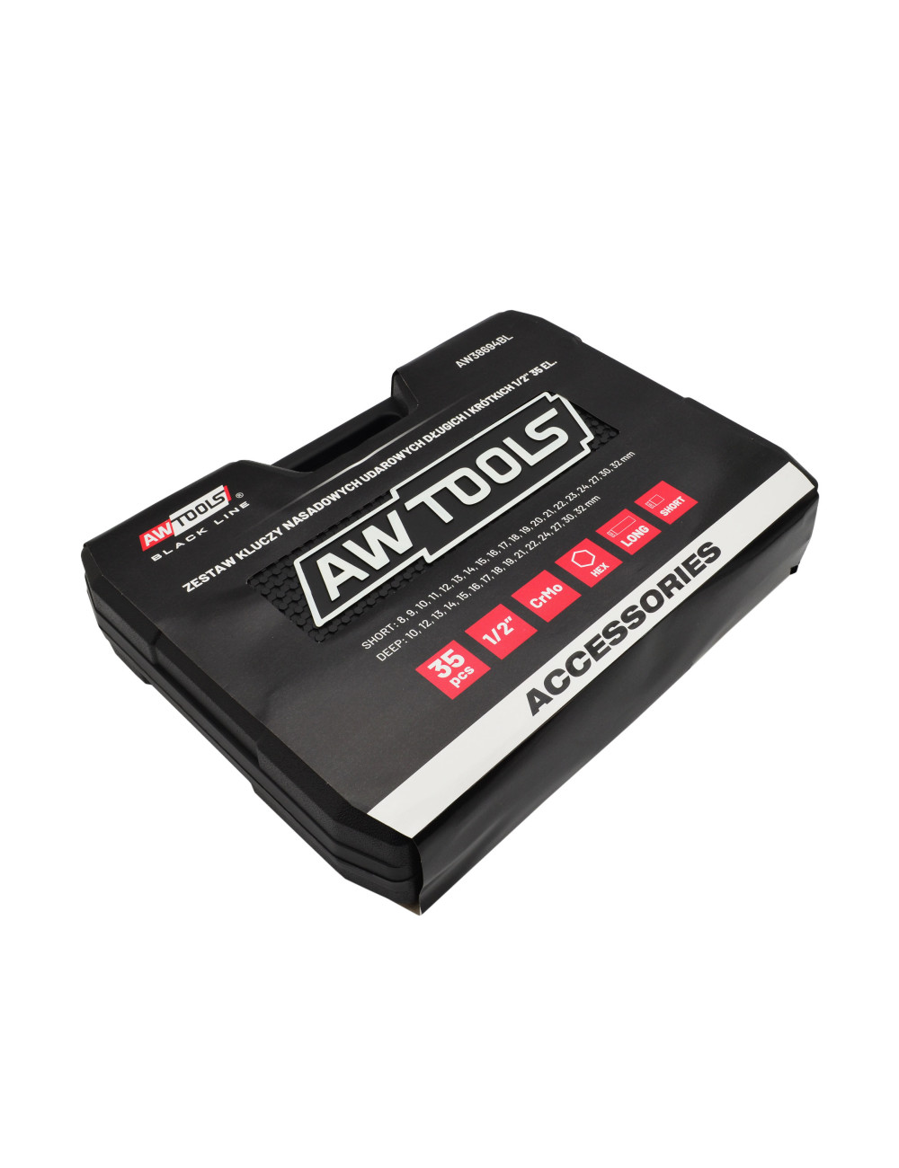 AWTOOLS ZESTAW NASADEK UDAROWYCH 1/2" 35cz./8-32mm/ KRÓTKIE I DŁUGIE BLACK LINE