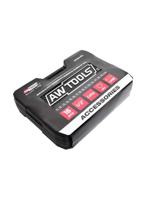 AWTOOLS ZESTAW NASADEK UDAROWYCH 1/2" 16cz. 11-32mm DŁUGIE BLACK LINE