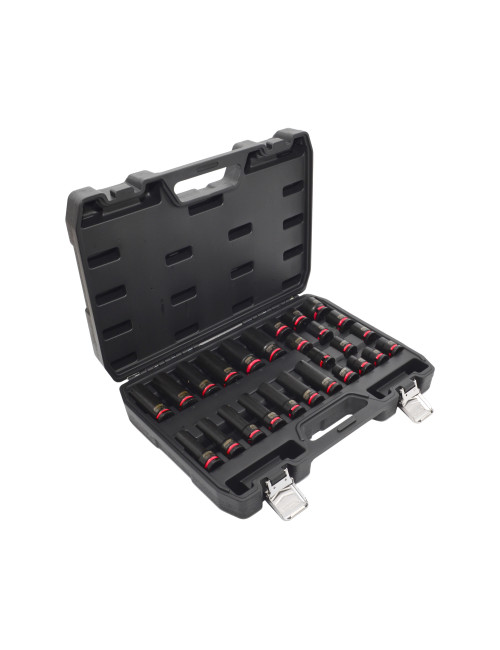 AWTOOLS ZESTAW NASADEK UDAROWYCH 1/2" 26cz./10-24mm/ KRÓTKIE I DŁUGIE BLACK LINE
