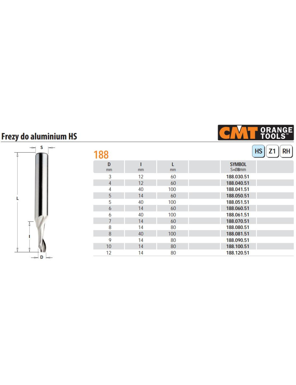 CMT FREZ HS D 10 I 14 L 80 S 8 DO ALUM.