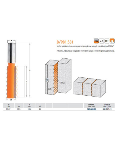 CMT FREZ HM D 15,87 I 51,5 R 4,36 S 12%% L 89