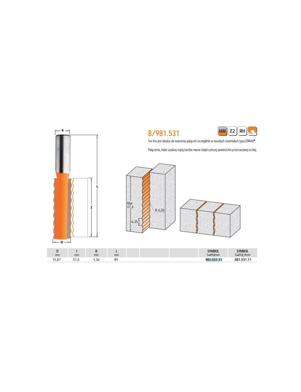 CMT FREZ HM D 15,87 I 51,5 R 4,36 S 12%% L 89