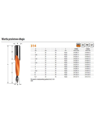 CMT WIERTŁO HW P D 6 I 35 L 70 S 10x26 RH