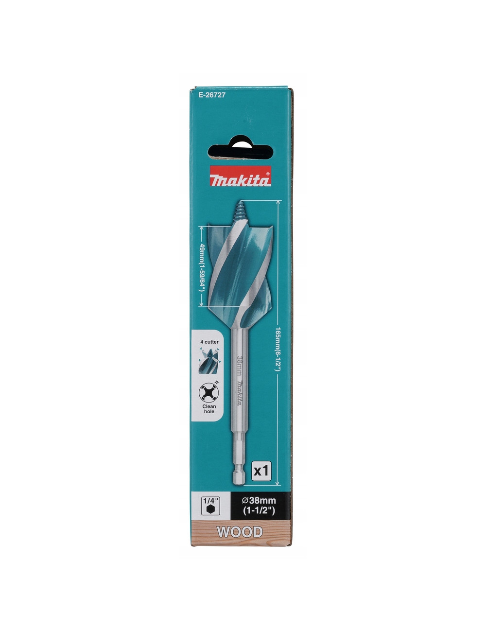 MAKITA WIERTŁO DO DREWNA 1/4" HEX 38x165mm