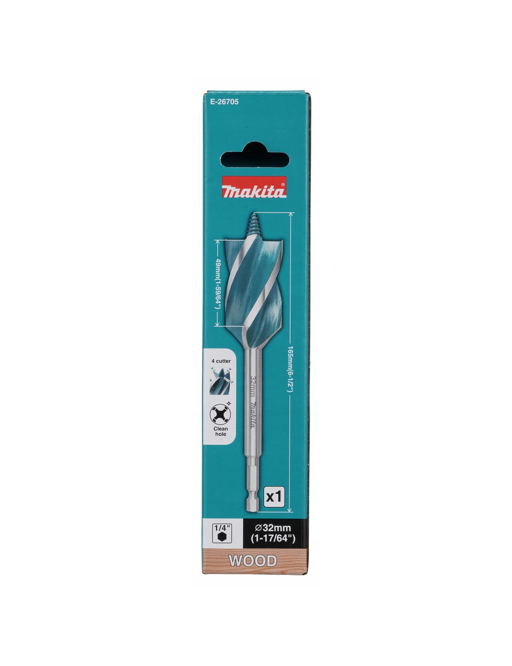MAKITA WIERTŁO DO DREWNA 1/4" HEX 32x165mm