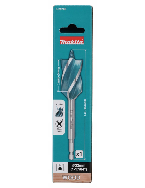 MAKITA WIERTŁO DO DREWNA 1/4" HEX 32x165mm