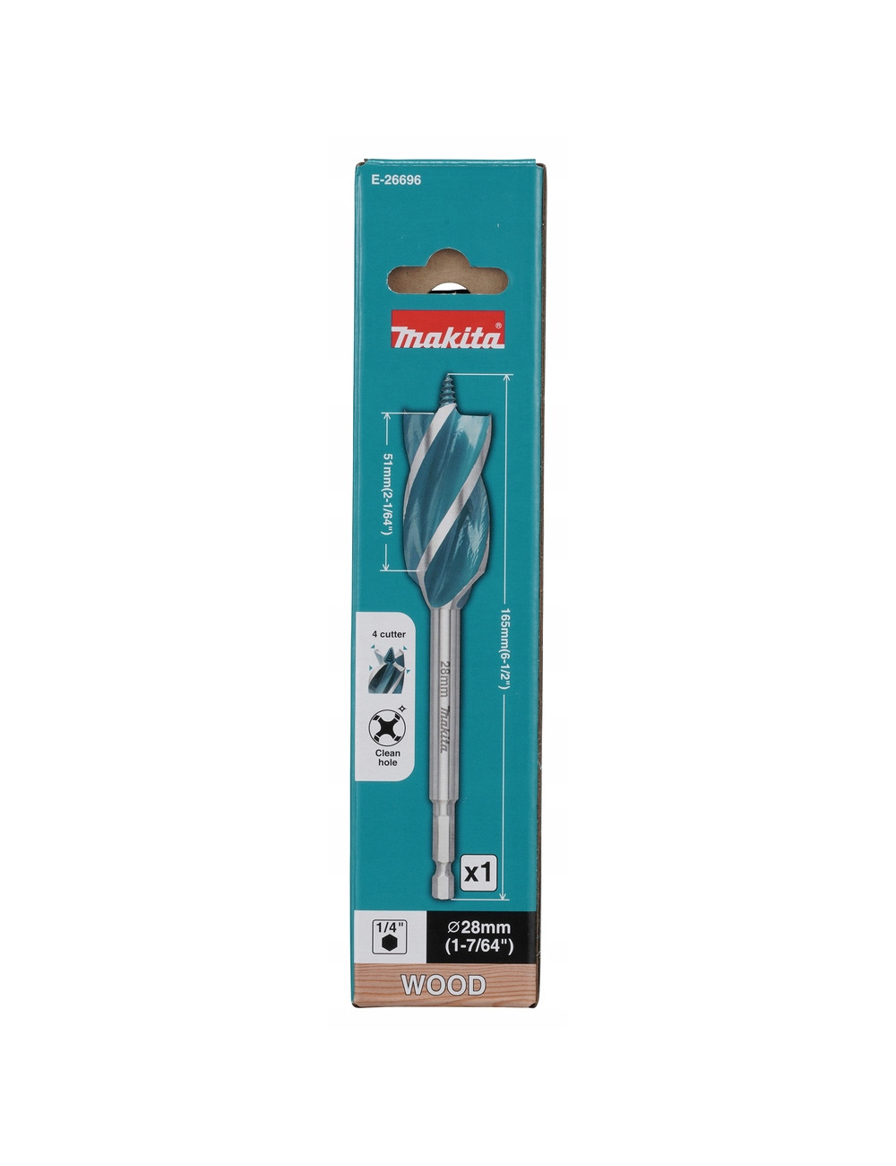 MAKITA WIERTŁO DO DREWNA 1/4" HEX 28x165mm