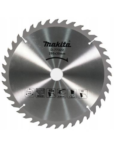 MAKITA PIŁA TARCZOWA 260x30x 40z MLT100