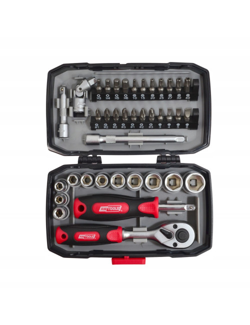 AWTOOLS ZESTAW KLUCZY 38el. 1/4" BLACK LINE