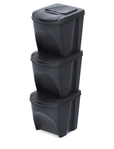 KEDEN KOSZ NA ŚMIECI SORTIBOX 25L SET 3 - ANTRACYT ECO WOOD