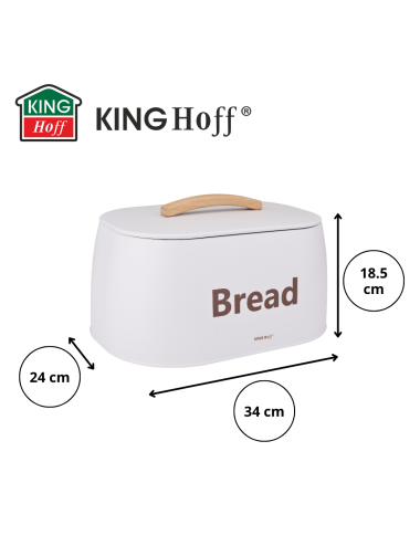 KINGHOFF CHLEBAK METALOWY DREWNIANY UCHWYT 34x24x18,5cm BIAŁY