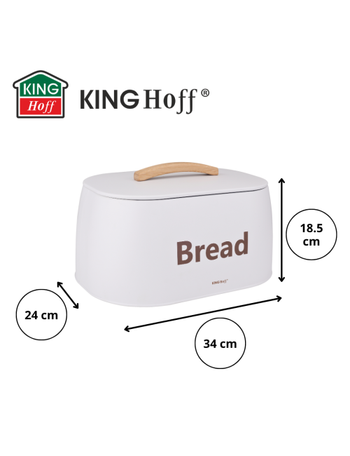 KINGHOFF CHLEBAK METALOWY DREWNIANY UCHWYT 34x24x18,5cm BIAŁY
