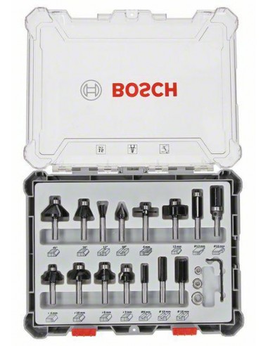 BOSCH ZESTAW FREZÓW 15szt. UCHWYT 6mm