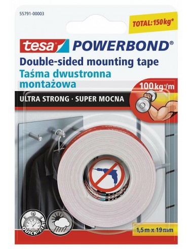 TESA TAŚMA DWUSTRONNA POWERBOND 1,5m x 19mm ULTRA STRONG