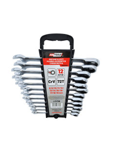 AWTOOLS KLUCZE PŁASKO-OCZKOWE Z GRZECHOTKĄ KOMPLET 12 szt. 8-19 mm