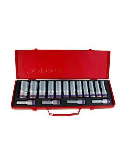 KING TONY KOMPLET NASADEK 1/2"  16cz. DŁUGIE/ KASETA