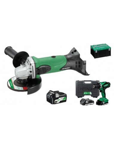 HIKOKI ZESTAW 18V WKRĘTARKA DS18DJL 2x1,5Ah +SZLIFIERKA G18DSL 115mm 1x5,0Ah + WALIZKA HSC3