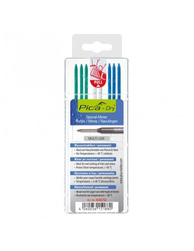 PICA WKŁADY WYMIENNE WODOODPORNE /3-NIEBIESKI/3-ZIELONY/2-BIAŁY / KARTA DO OŁÓWKA 3030