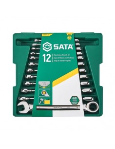 SATA KLUCZE PŁASKO-OCZKOWE Z GRZECHOTKĄ KOMPLET 12 elem.-
