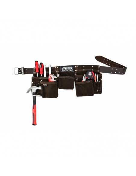 AWTOOLS PAS MONTERSKI PROFESJONALNY 11 KIESZENI PASEK SKÓRZANY BLACK LINE