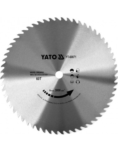 YATO PIŁA TARCZOWA BEZ WIDII 500*60*32    60871