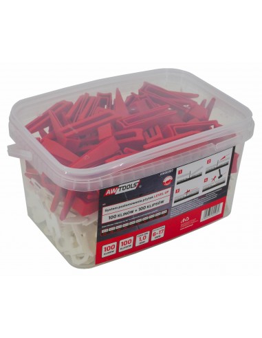 AWTOOLS SYSTEM POZIOMOWANIA PŁYTEK LEVEL UP 1,0mm - 6-17mm - KLIPS 100szt. + KLIN 100szt.