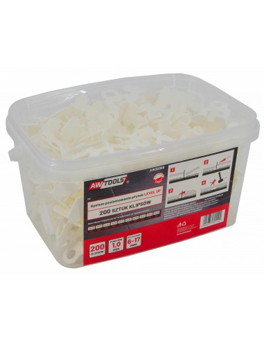 AWTOOLS SYSTEM POZIOMOWANIA PŁYTEK LEVEL UP 1,0mm - 6-17mm - KLIPS 200szt.