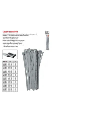 YATO OPASKI ZACISKOWE ZE STALI NIERDZEWNEJ   4,6x700mm /100szt.